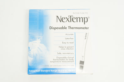NextTemp 1112 Disposable Thermometer, 96.0°F to 104.8°F - Box of 100